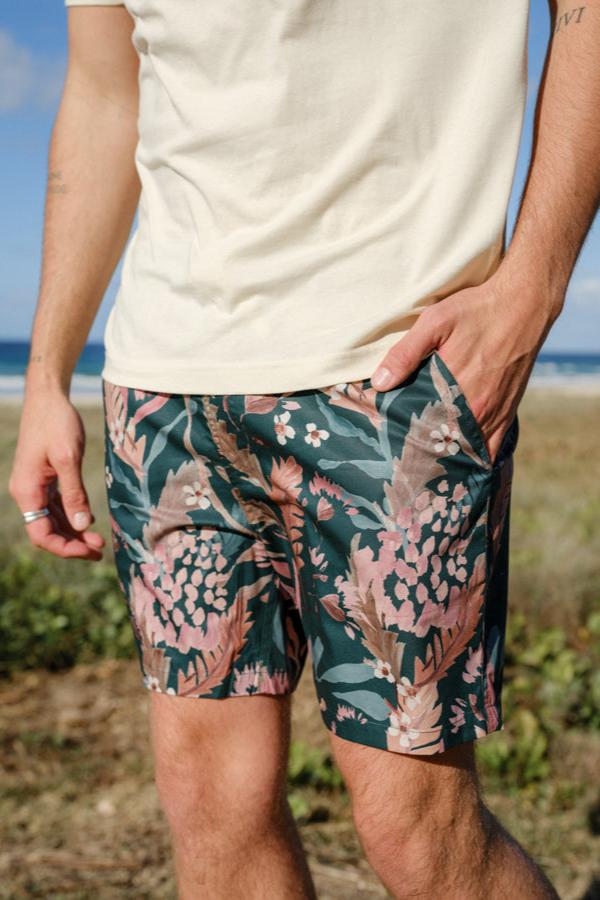 Walk Short - Teal Blooms