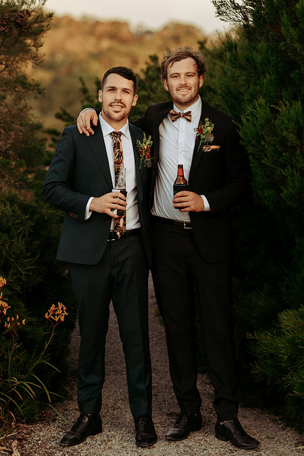 cotton tie grass tree black native flowers groomsmen