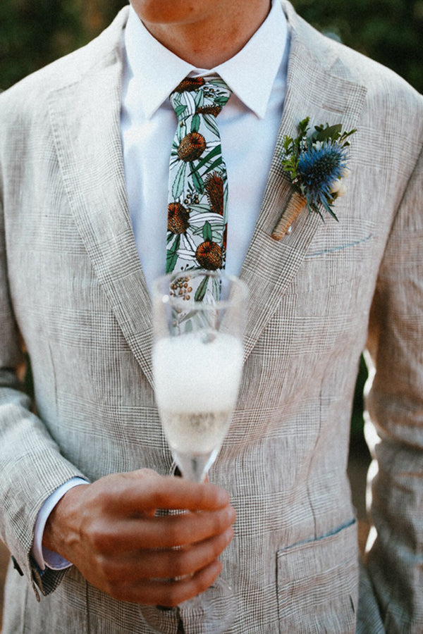 cotton tie banksia grey groom